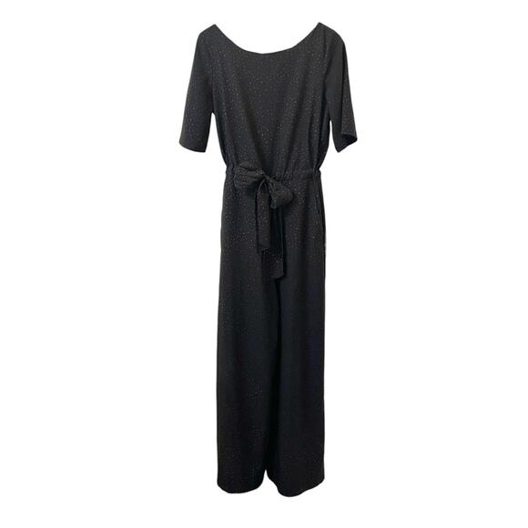 Anthropologie Corey Lynn Calter Cosmos Star Print Jumpsuit Black Gold Sz Medium - Picture 2 of 7